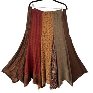 Vintage Donna Jessica‎ Patchwork Maxi Skirt Artsy Boho Hippie Retro